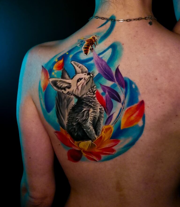 Realistic bee tattoo — custom tattoo with deep meaning in Tallinn